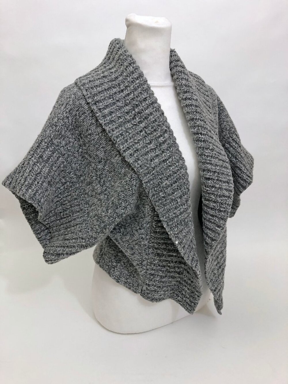 Express Design Studio Women's Cardigan Sweater Chunky Knit Open Front Gray Med